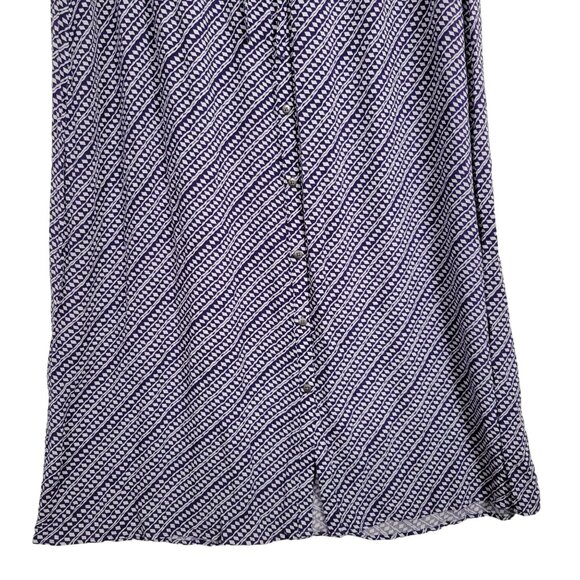 Ann Taylor Loft Petites 12P Skirt Maxi Button Front Drawstring Geometric Purple - Picture 4 of 11